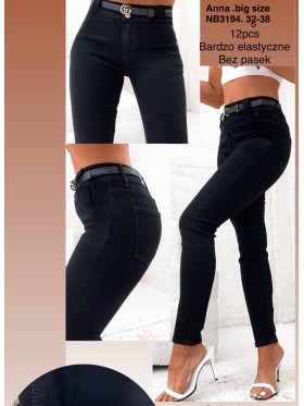 Spodnie Jeansy damskie , Bigsize 32-38, paczka 12szt,